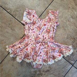 cheeky plum Pink Bunny Print Girls' Swim One-Piece